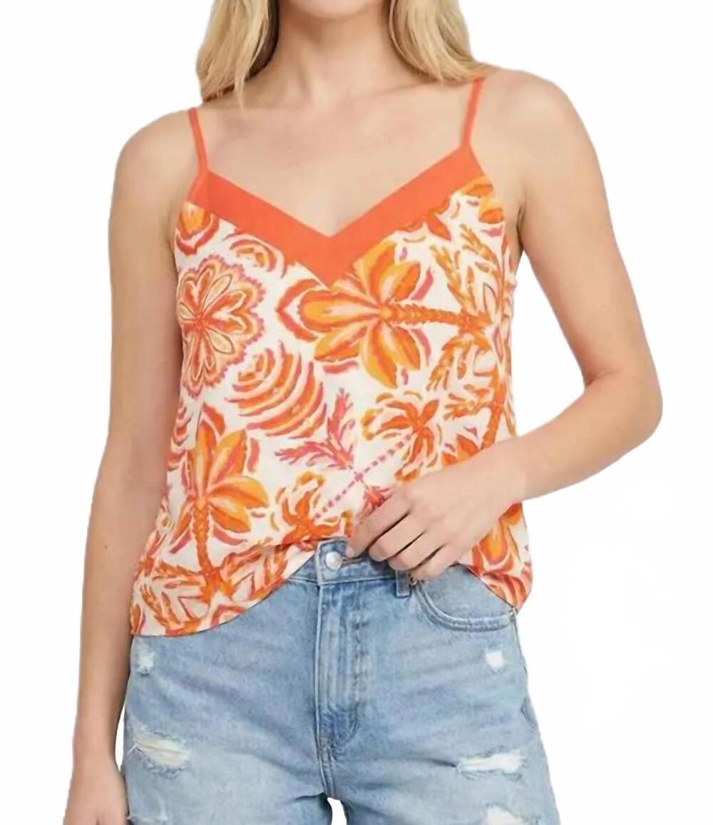 NEW STACCATO floral blouse tank in orange